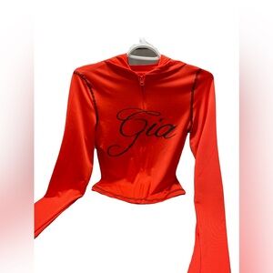 I.AM.GIA red hoodie and track pants